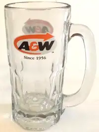 A&W Root Beer 7” Tall Glass Mug Orange White Brown Paint
