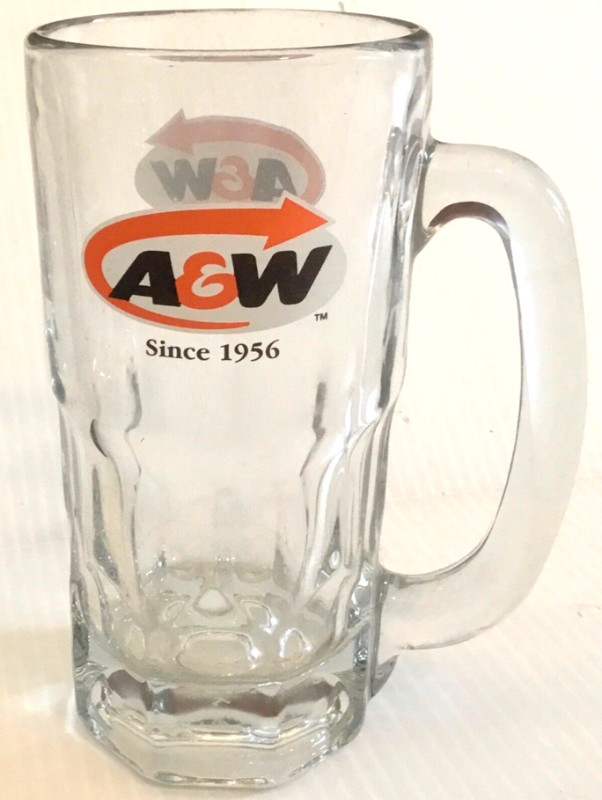 A&W Root Beer 7” Tall Glass Mug Orange White Brown Paint in Arts & Collectibles in St. Catharines