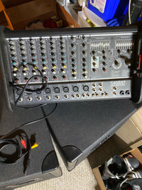 Yorkville M810 PA mixer amp, 2 peavey scorpion speakers 