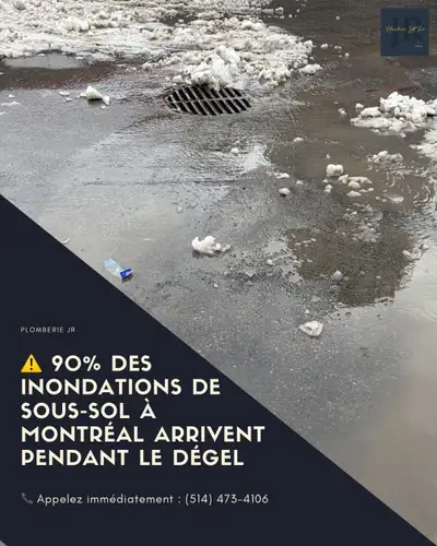 MONTRÉAL — ATTENTION AU DÉGEL. La neige fond rapidement et chaque année cela cause : Sous-sols inond...