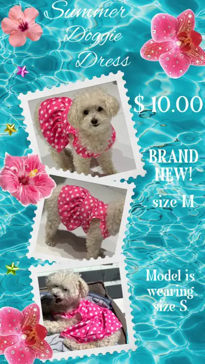 BRAND NEW! Summer doggie dress / Size M / Robe d’été pour chien, View more