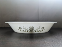 Vintage Glasbake J2352 Milk Glass Oval Divided Serving Baking Dish