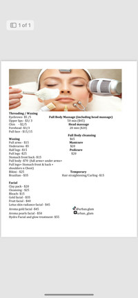 Facial, threading, waxing 