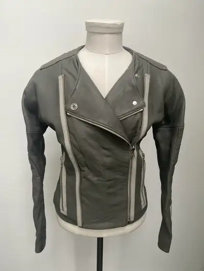 Grey leather jacket by J.Brand, View more