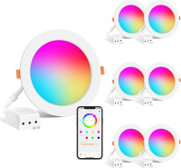 NEW: 4 Inch LED Recessed RGB Smart Lighting, 6 Pack