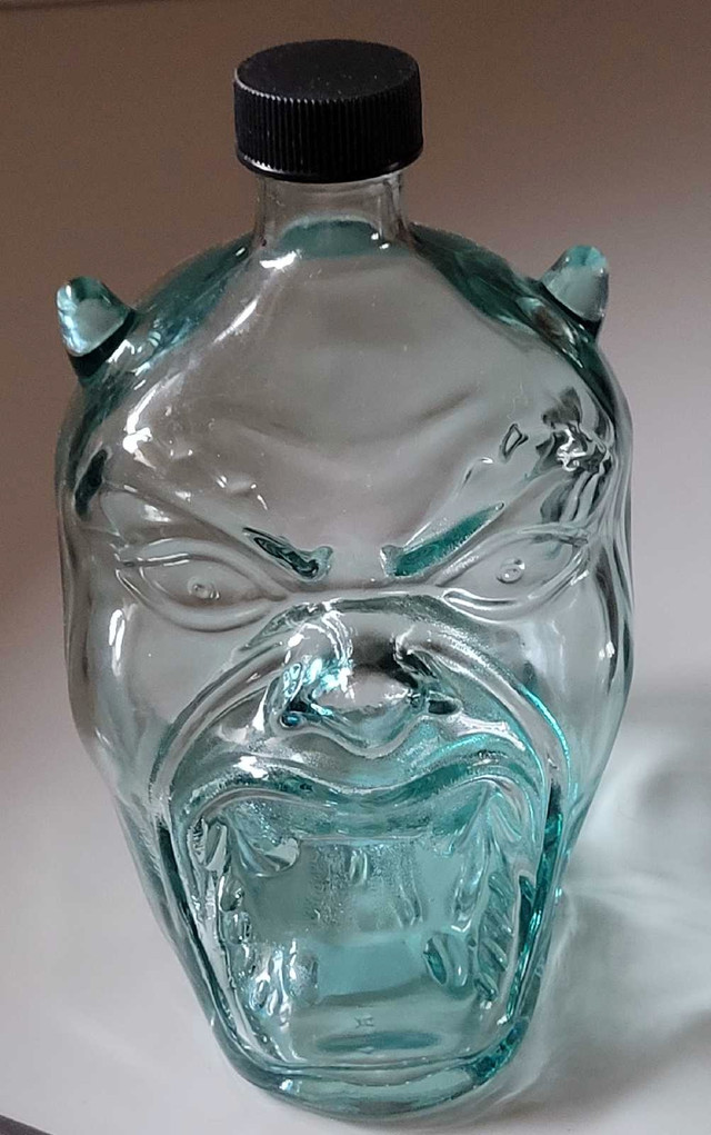 Rare Unique Greenish Glass Devil Head Decanter with Lid  in Arts & Collectibles in Oshawa / Durham Region - Image 3