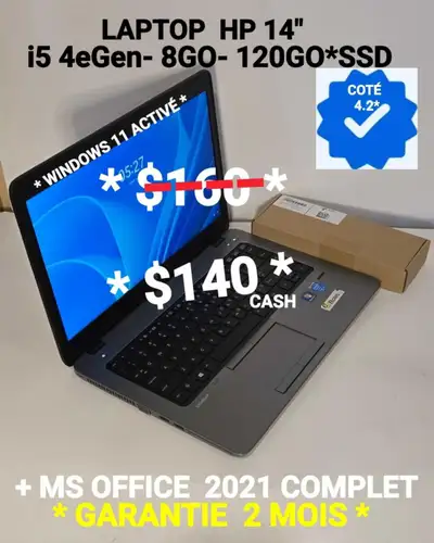 LAPTOP HP 14"- i5 4eGen- 8GO- 120GO*SSD, View more