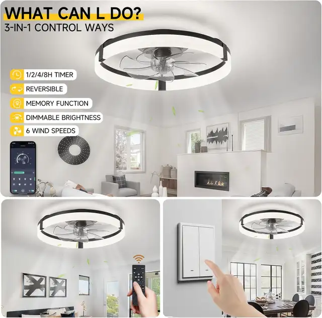 Ceiling Fan with Light - Brand New - 6 speed, Dimmable in Indoor Lighting & Fans in Mississauga / Peel Region - Image 4