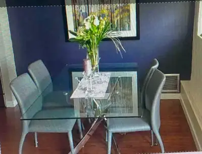 glass dining table & 4 chairs, View more