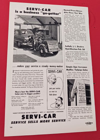 RARE ORIG 1952 HARLEY DAVIDSON SERVI-CAR MOTORCYCLE VINTAGE AD