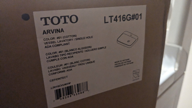 TOTO Arvina Rectangular 23 inch Vessel Bathroom Sink BNIB in Plumbing, Sinks, Toilets & Showers in Oshawa / Durham Region - Image 4