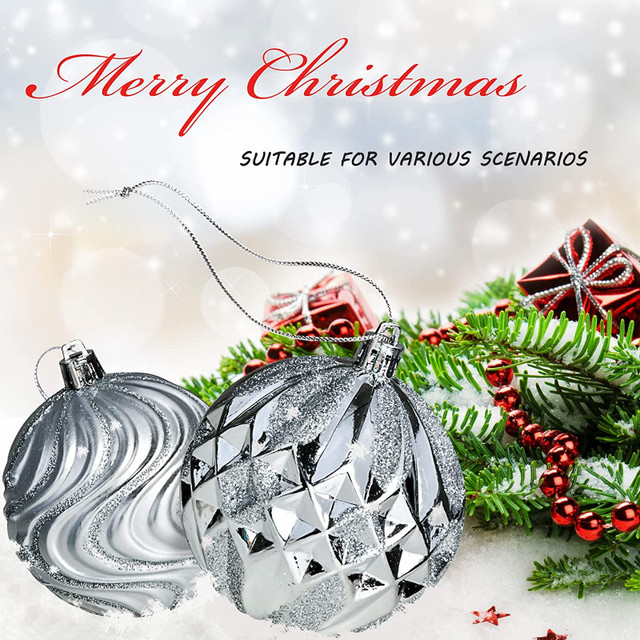3.15" Christmas Ball Ornaments 16 pcs Xmas Tree Hanging Silver in Other in City of Toronto - Image 4