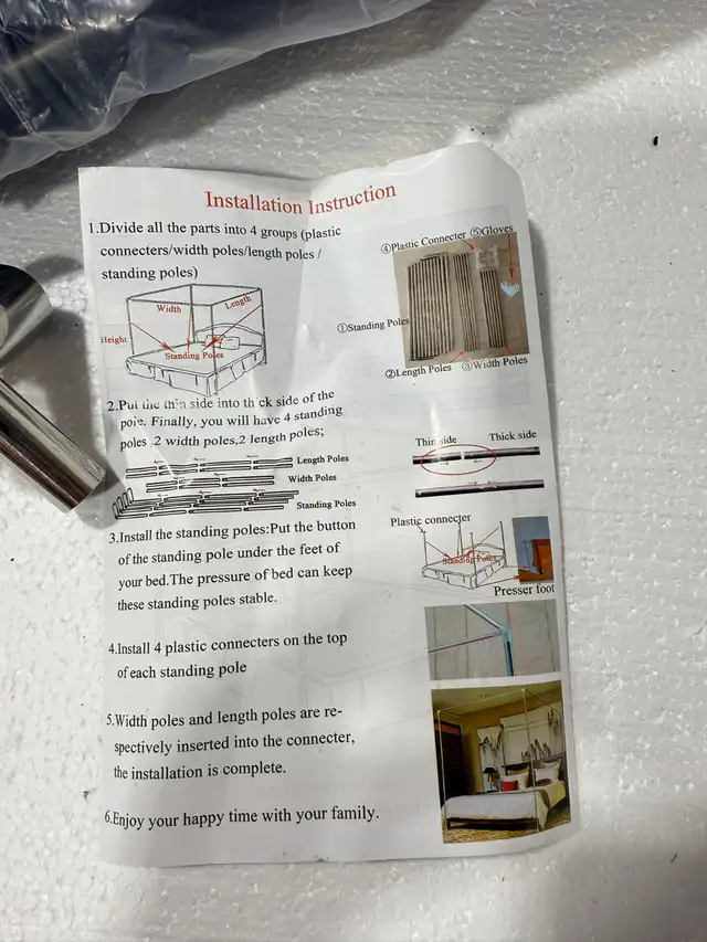 Full Size Stainless Steel Canopy Bed Frame – 4 Corner Poles in Bedding in St. Catharines - Image 3