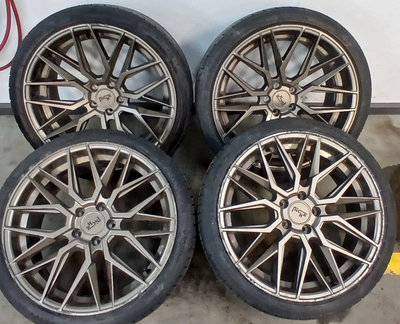 Set of Niche Rims with tires: Front rims are Niche J8.5x19 (5x112 bolt pattern; 42 offset) with Cont...