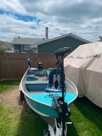 1988, 14’ Princecraft with 2 stroke 25 hp Mercury, one owner and well maintained. Includes a Minn Ko...