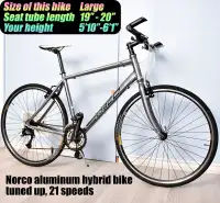 Norco aluminum hybrid bike bicycle, 20" large frame, 700c tires