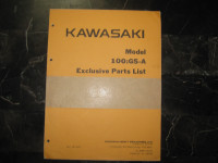 Kawasaki Motorcycle 100 G5-A Exclusive Parts List - $35.00 obo