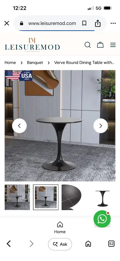 New Tulip Fiberglass Dining Table , Round Black, View more
