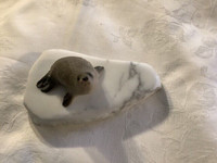 Vtg Ltd Ed Stone Baby Seal on Marble by Artist Jozef Reibesteijn