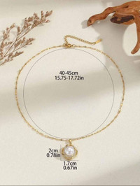 collier perle blanche plaqu Or 18k
