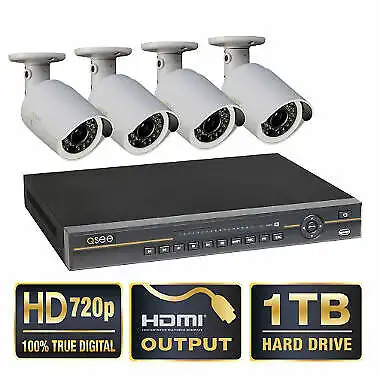 HD 4 channel 720p QSEE High Def. DVR system w/4 HD cameras, View more