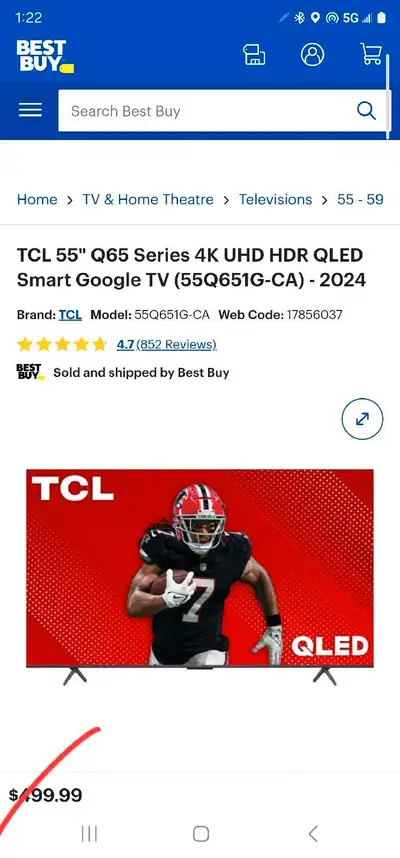 (2024) - TCL 55" Q65 Series 4K UHD HDR QLED Smart Google TV, View more