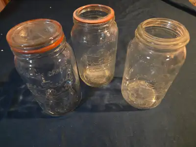 Set of 3 Vintage Crown Mason Jars, Canada Made 1941, 1933, 1932, View more