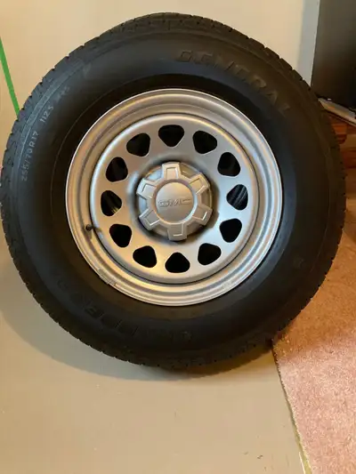 for sale are 4 new general 255/70/R17 tires, on new gm rims, 6 bolt, center caps/lugs incl., came of...