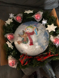 Musical Snow Blowing Lighted Wreath