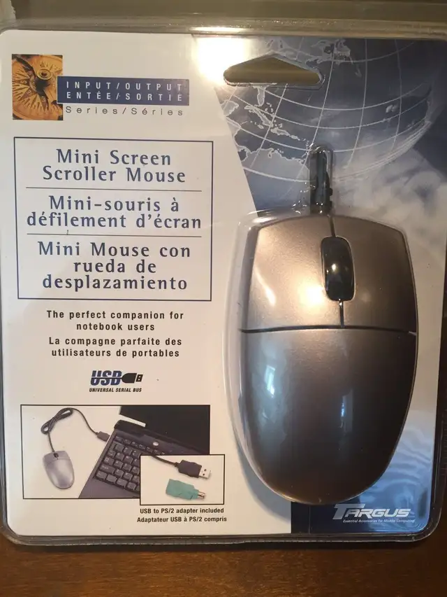 Targus Mini Optical Scroll Mouse 3-Button USB/PS/2  PAUM002c in Mice, Keyboards & Webcams in Mississauga / Peel Region - Image 2