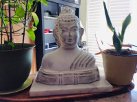 CERAMIC BUDDHA STATUE WITH BASE