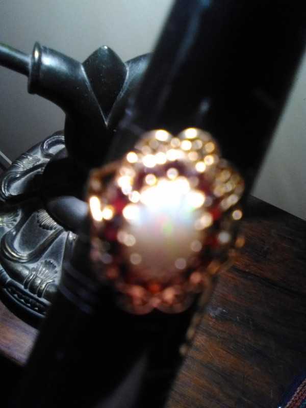 Ladies Beautiful 14k. Gold, Opal and Garnet Ring., used for sale  