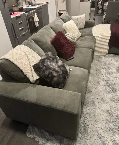 Modern Grey Couch – Excellent Condition (Leon’s), View more