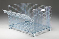 COLLAPSIBLE WIRE MESH BINS. RETURNABLE WIRE CONTAINER, PARTS BIN