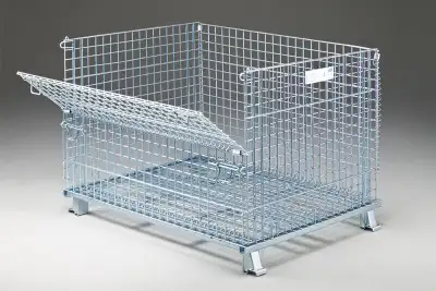 COLLAPSIBLE WIRE MESH BINS. RETURNABLE WIRE CONTAINER, PARTS BIN, View more