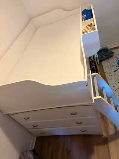 Lit mezzanine enfant avec rangement intégré + commode, View more