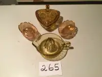 VINTAGE AMBER GLASS ITEMS.  265