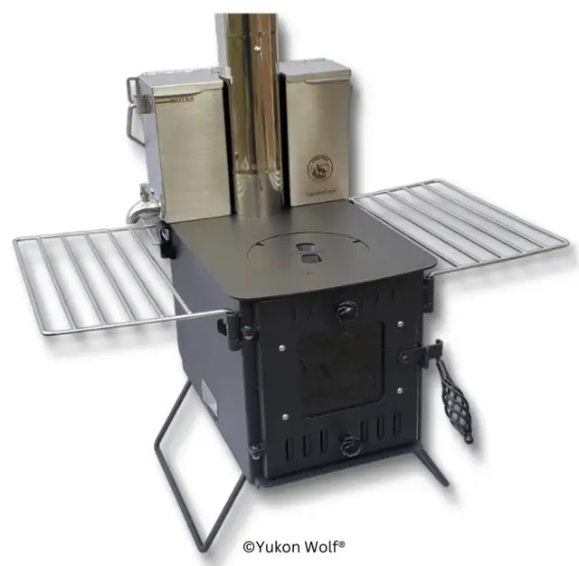 Portable Camping Wood Stove With 3.5L Hot Water Tank (Charlo,PE) in BBQs & Outdoor Cooking in Charlottetown - Image 3