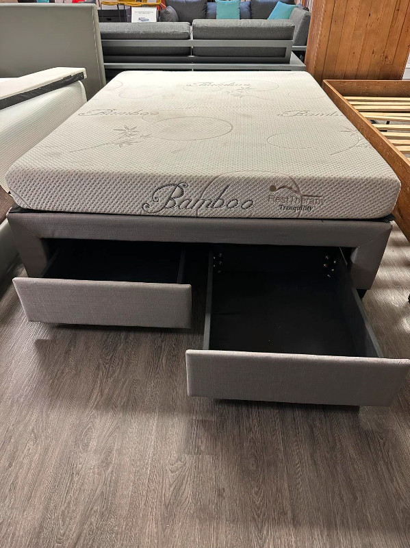 NEW IN BOX Platform Bed with Storage and 6" Memory Foam Mattress in Beds & Mattresses in Kamloops