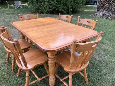 Wood Dining Table @ 2 leafs  6 Chairs, View more