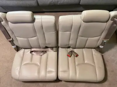 Third row leather seats from a 2003 Chevy Tahoe, in very good condition, no cracks or tears. Barely...