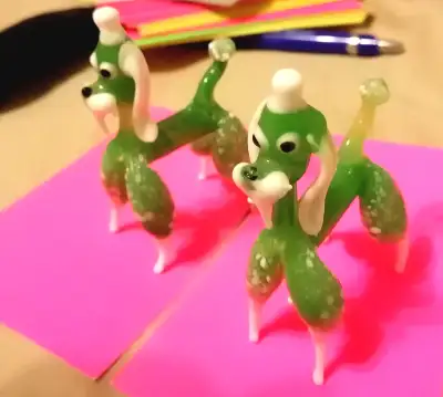 VINTAGE  A PAIR HAND MADE GLASS DOGS, View more