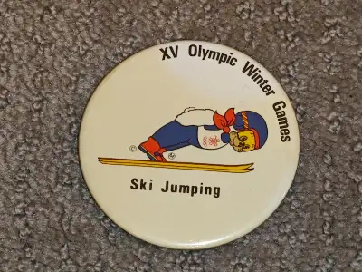 Calgary XV Olympic Winter Games Ski Jumping Button Pinback Pin, View more