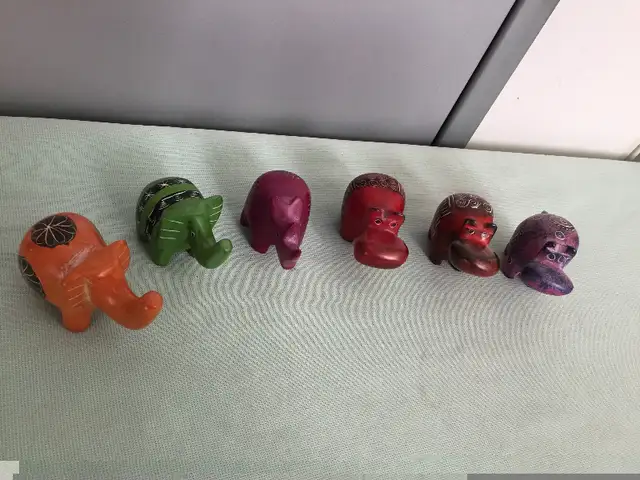 Elephant 6" Soapstone Dish + #6 Rhino Hippo Elephant Figurines64750349034497122