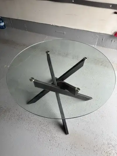 Modern 48” Round Glass Dining Table, View more
