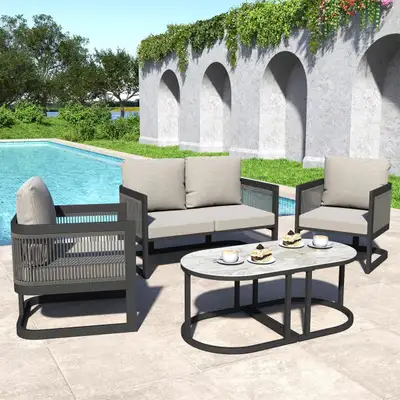Brand New 5pcs Patio Furniture Set Tempered Glass Table $499, View more