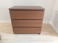 Ikea Malm Chest of 3 Drawers, Brown