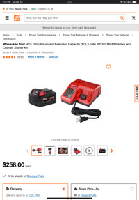 Milwaukee 18v charger and 5.0ah battery
