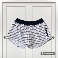 Cute Lululemon Tracker Shorts Quiet Stripes White with Blue