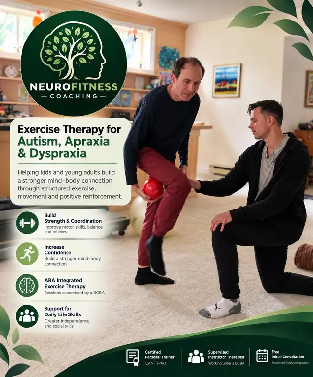Adaptive personal training and ABA for autism/dyspraxia
